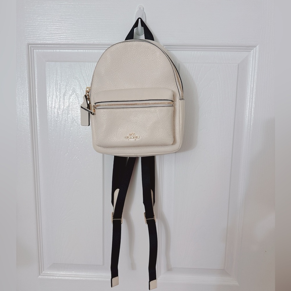 Coach white leather mini backpack